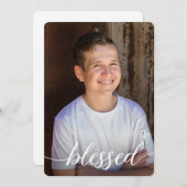 祝福のファーストコミュニオン男子写真ありがとう サンキューカード (正面/裏面)