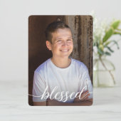 祝福のファーストコミュニオン男子写真ありがとう サンキューカード (スタンド正面)