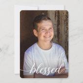 祝福のファーストコミュニオン男子写真ありがとう サンキューカード (正面)