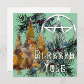 祝福のユール シルバー ペンタクル ホーリーと松 シーズンカード (正面/裏面)