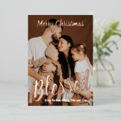 祝福の家族写真リアルホイルホリデーカード 箔シーズンカード (立ち正面)