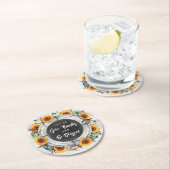 祝福の感謝祭 秋のひまわり 家族の食事 ラウンドペーパーコースター (インサイチュ)