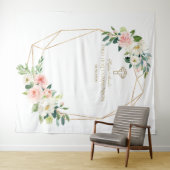 祝福の花を飾ったゴールドフレームの聖体拝領用背景 タペストリー (インサイチュ(横))