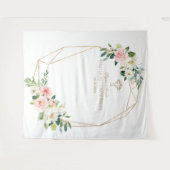 祝福の花を飾ったゴールドフレームの聖体拝領用背景 タペストリー (正面(横))