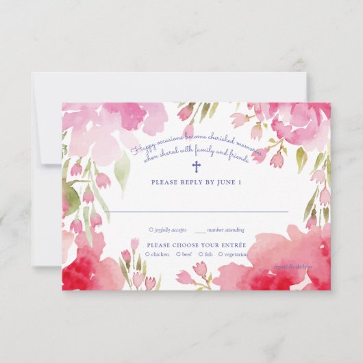 祝福の葉のレスポンスカード 招待状 (正面)