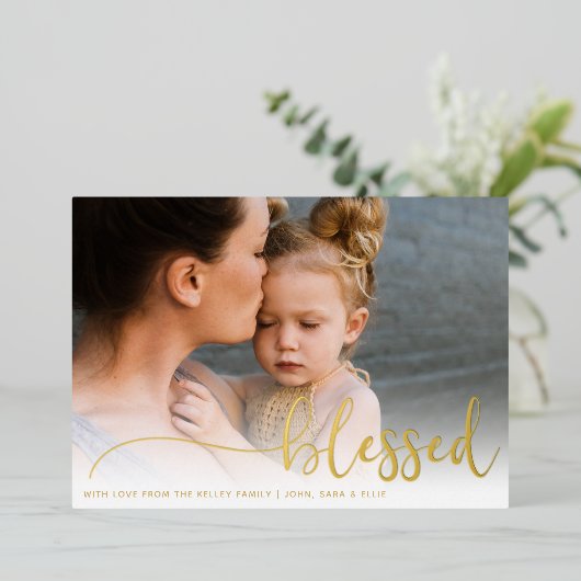 祝福の風景写真 ゴールド 箔シーズンカード (立ち正面)