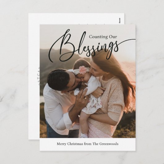 祝福を数える宗教的なクリスマスカード シーズンポストカード (正面/裏面)
