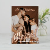 祝福ファミリーフォトリアルホイルホリデーカード 箔シーズンカード (立ち正面)