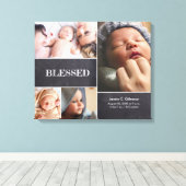 祝福ベイビー フォト コラージュ ベイビー 統計 カスタム キャンバスプリント (インサイチュ (ウッドフロア))