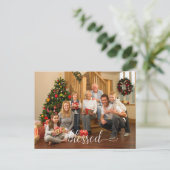 祝福家族のクリスマス写真 ポストカード (スタンド正面)