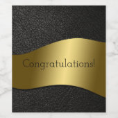 祝福!お洒落金ゴールドバンドのブラックレザー ワインラベル (シングルラベル)