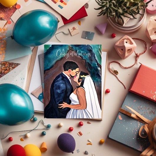 祝福 |カップル結婚のキス カード