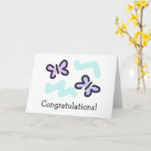 祝福! – パステルバターフライ カード (黄色い花)