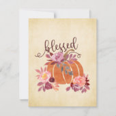 祝福 - ピンクの花の秋のカボチャ シーズンカード (正面)