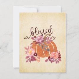 祝福 - ピンクの花の秋のカボチャ シーズンカード