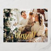 祝福, フォト 名前 ゴールド ホリデー ポストカード #1 (正面)