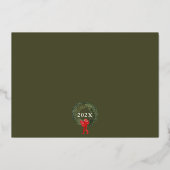 祝福 宗教的な クリスマス 写真 緑 箔シーズンカード (裏面)
