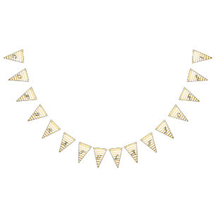 祝福!手フランスのレタリング金箔 バンティングフラッグ