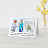 祝福!漫画のオウムの挨拶をオスカー カード (黄色い花)