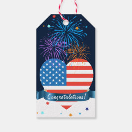 祝福!米国国旗7月4日 ギフトタグ