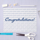 祝福!青い繰り返しパターン 薄葉紙 (クラフト)