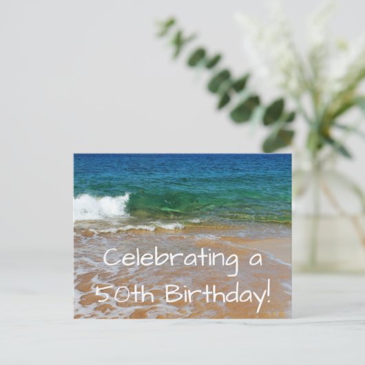 祝第50回誕生日はがき招待状 インビテーションポストカード (スタンド正面)