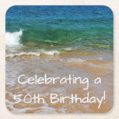 祝第50回誕生日会コースター スクエアペーパーコースター (正面)