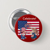 祝米国国旗 缶バッジ (正面&裏面)