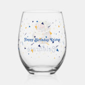 祝紙吹雪とケーキの茎のないワイングラス ステムなしワイングラス (裏面)