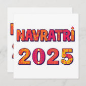 祝言「NAVRATRI 2025」のカラフルタイポグラフィ 招待状 (正面/裏面)