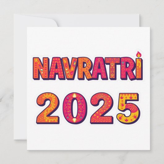祝言「NAVRATRI 2025」のカラフルタイポグラフィ 招待状 (正面)