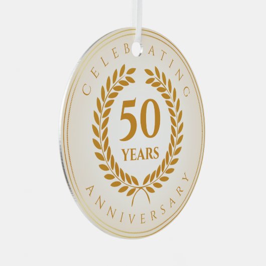 祝記念日。金ゴールド パーソナライズされた メタルオーナメント (正面右)