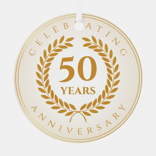 祝記念日。金ゴールド パーソナライズされた メタルオーナメント (正面)