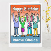 祝誕生日と名前でパーソナライズ カード (黄色い花)