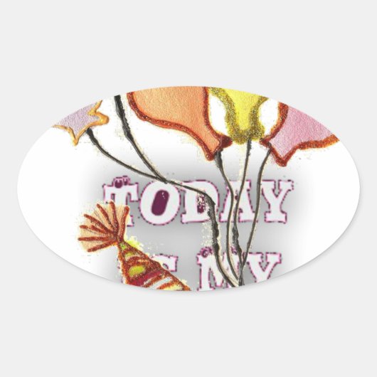 祝誕生日よくはしゃぐと幸せ 楕円形シール (正面)