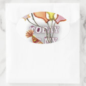 祝誕生日よくはしゃぐと幸せ 楕円形シール (バッグ)