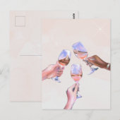 祝賀の歓声　シャンパングラスを掲げて乾杯 ポストカード (正面/裏面)