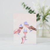 祝賀の歓声 ワインボトルを掲げて乾杯, 祝杯を上げる ポストカード (スタンド正面)