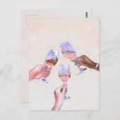 祝賀の歓声 ワインボトル 乾杯 ポストカード (正面/裏面)