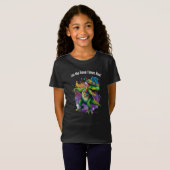 祝踊りTレックス恐竜とマルディグラ Tシャツ (正面フル)