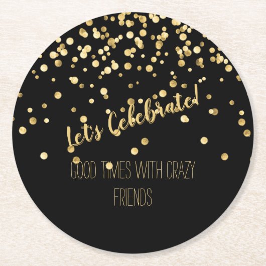 祝金ゴールド紙吹雪パーティー ラウンドペーパーコースター (正面)