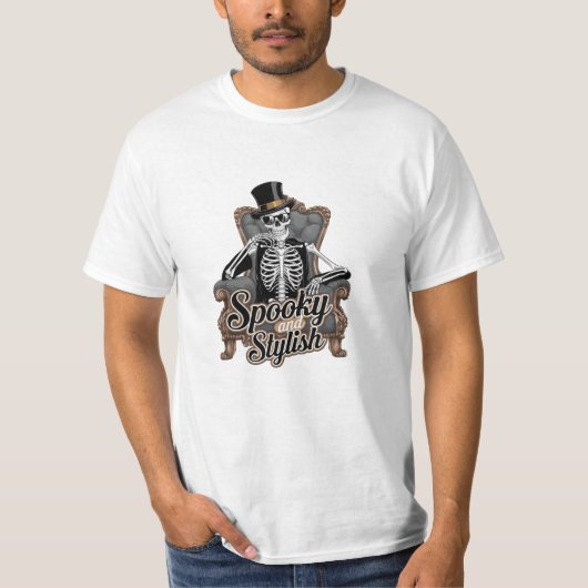 祝骨組みアートワークのハロウィーン Tシャツ (正面)