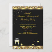 祝50誕生日パーティー金ゴールドブラック 招待状 (裏面)