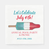 祝7月4日赤白青ロケポップ・アートのット スタンダードランチョンナプキン (正面)