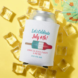 祝7月4日赤白青ロケポップ・アートのット 缶クーラー