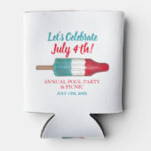 祝7月4日赤白青ロケポップ・アートのット 缶クーラー (正面)