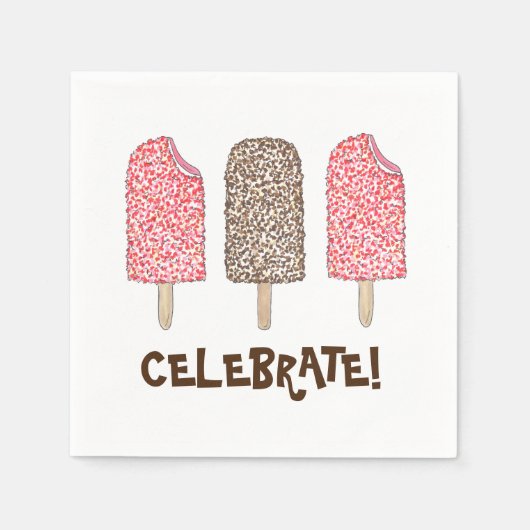 祝!エクラアイスクリームポピクルグルメ スタンダードカクテルナプキン (正面)