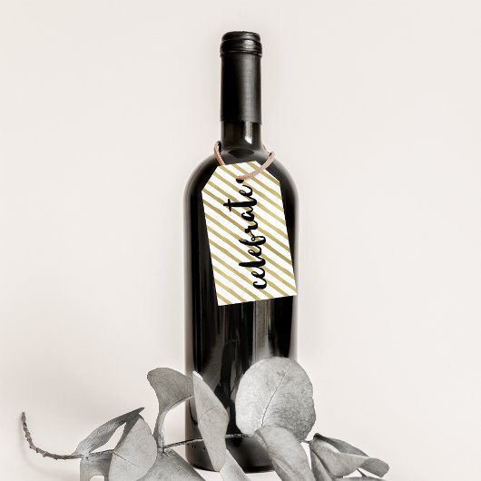 祝 |ブラック&フェイク金ゴールドストライプ ギフトタグ