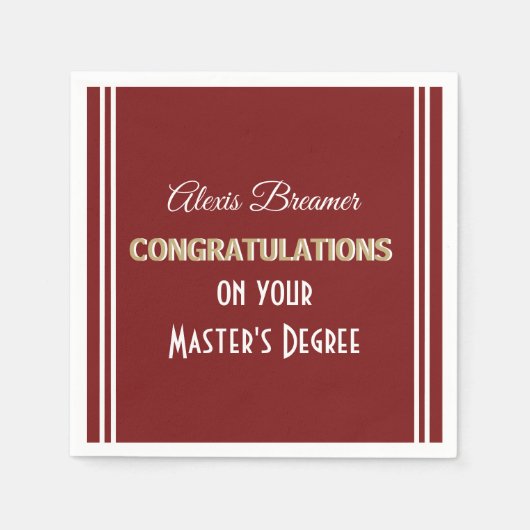 祝!修士号！卒業式パーティナプキ スタンダードカクテルナプキン (正面)