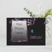 祝!写真カスタムと文字（泡あり） 招待状 (スタンド正面)